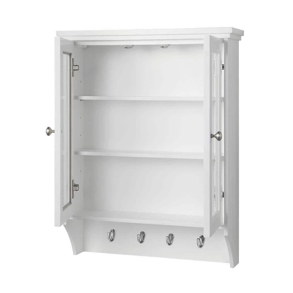 Home Decorators Collection Gazette 2312 in W x 31 in H x 712 in D Bathroom Storage Wall Cabinet with Glass Door in White