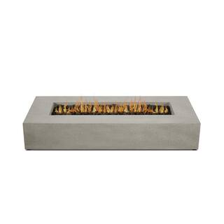 JENSEN CO Brookhurst 72 in. L X 12 in. H Outdoor GFRC Liquid Propane Fire Pit in Flint with Lava Rocks 1591LP-FLNT