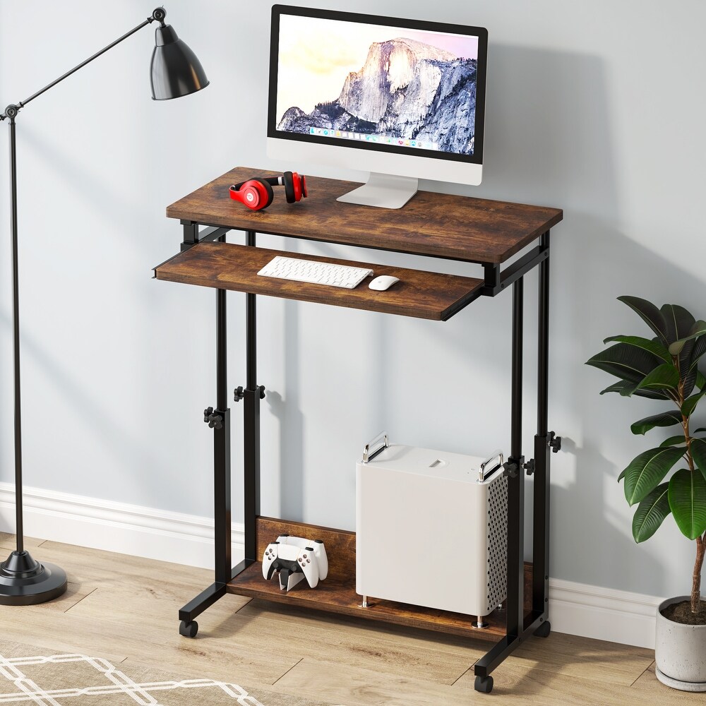 Height Adjustable Small Portable Standing Table  Laptop Desk with Keyboard Tray for Sofa and Bed