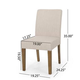 Noble House Benewah Beige and Weathered Brown Fabric Dining Chairs (Set of 2) 94192