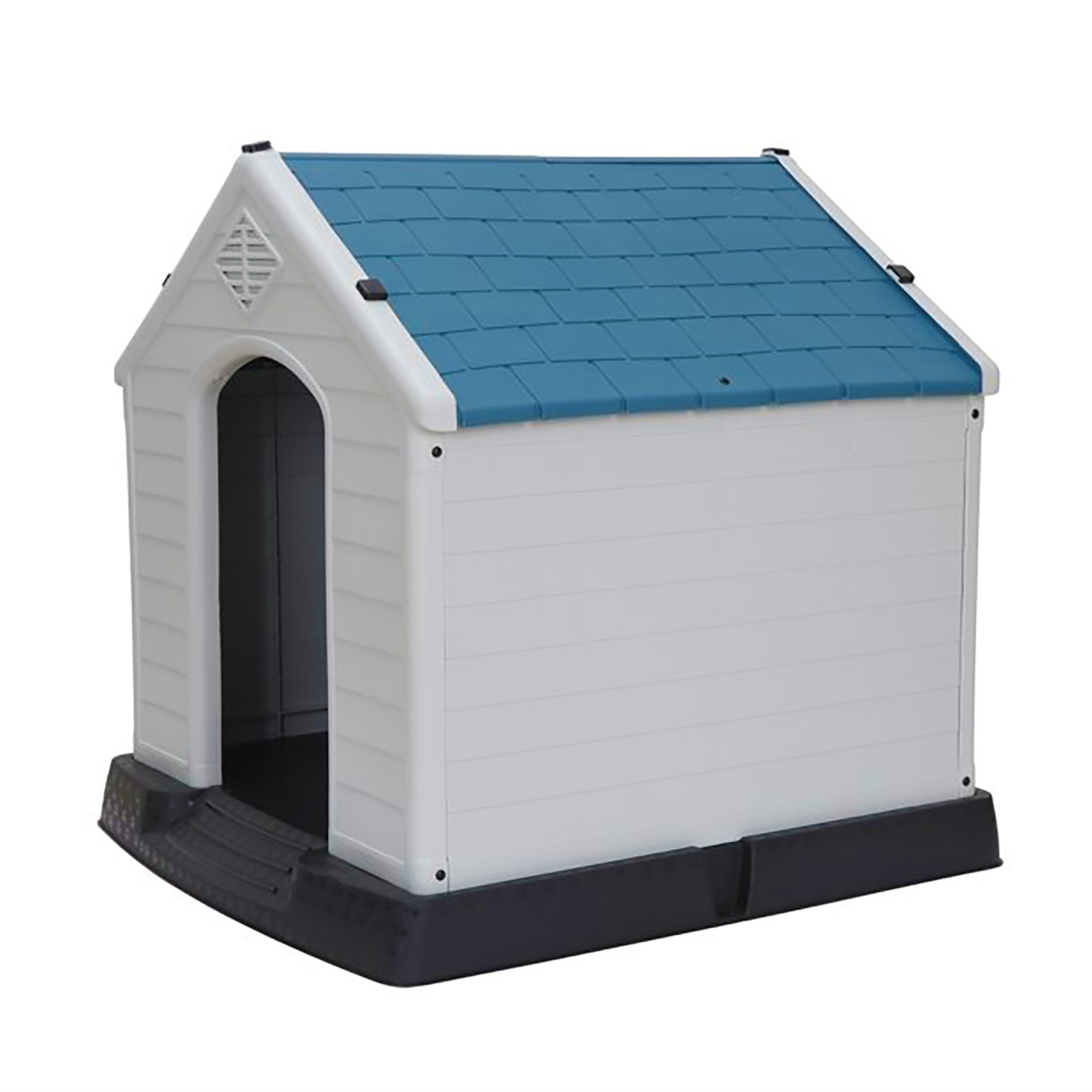 ZENY Plastic Indoor Outdoor Dog House Medium Pet Doghouse White， Blue Roof