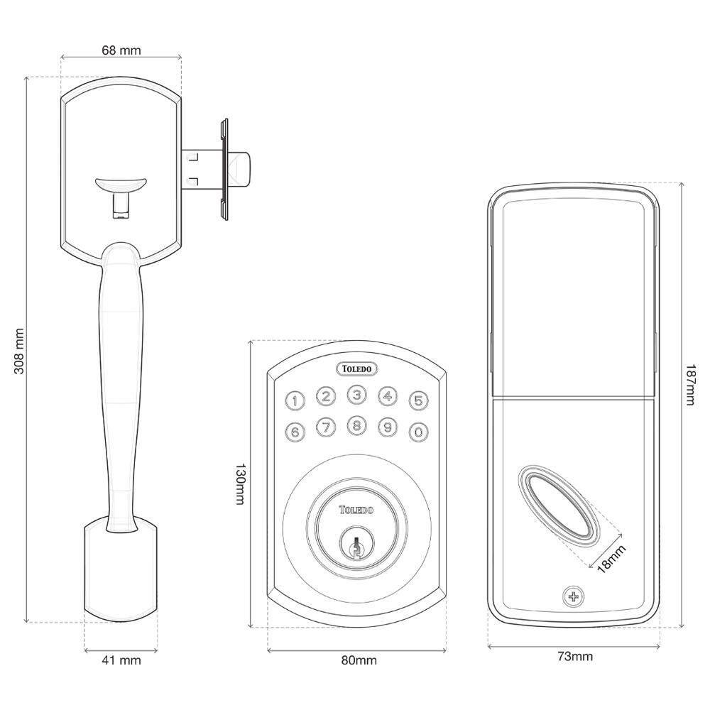 TOLEDO Electronic Door Handleset V160ECOCA-US15