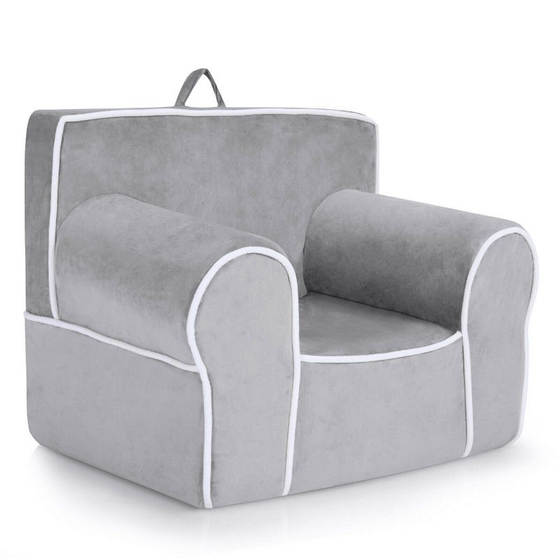 Upholstered Kids Sofa with Velvet Fabric and High-Quality Sponge