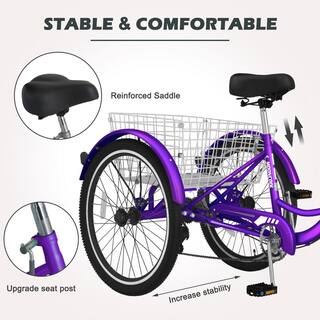 BOZTIY 26 inch Tricycle Perfect for Beginner Riders 3 Wheel 7 Speed Bikes Cruise Trike with Shopping Basket for Adult Tricycle M-P26-MZ