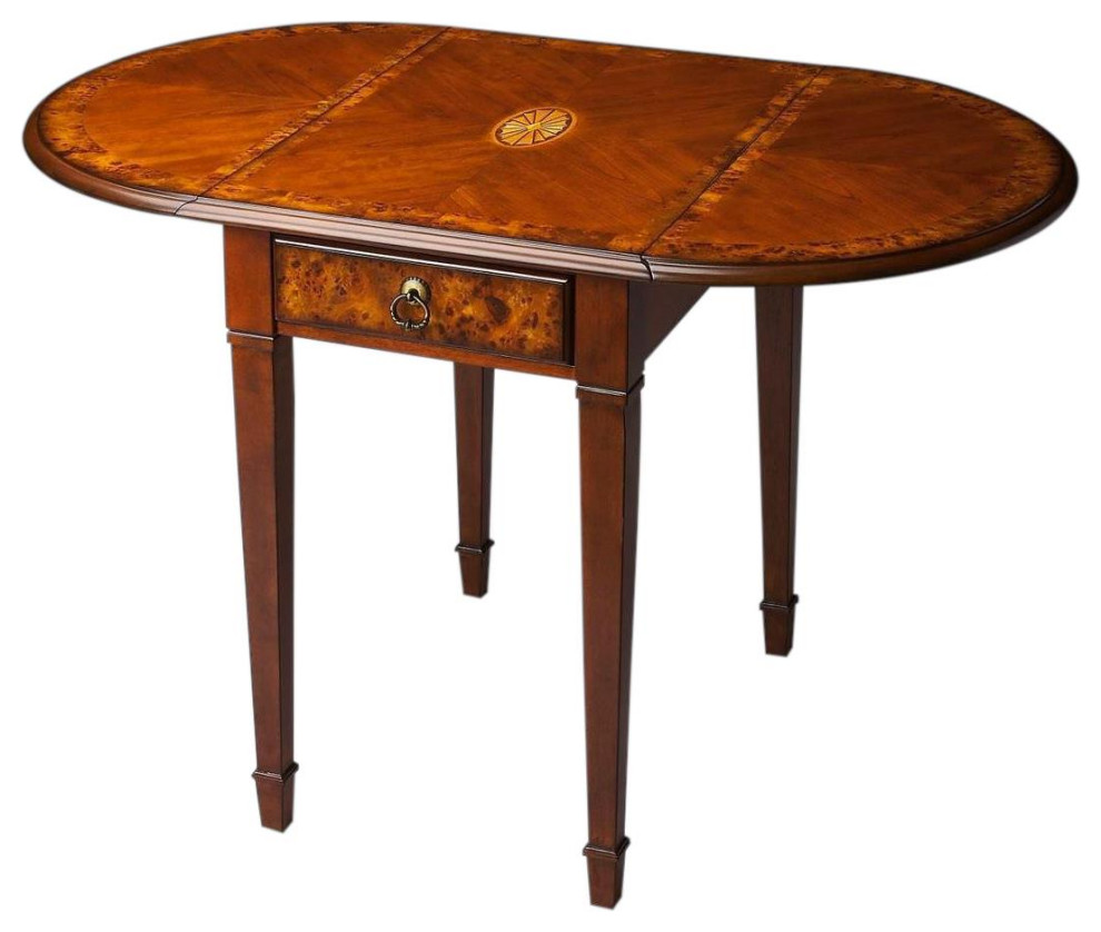 Drop Leaf Table End Side Traditional Olive Ash Burl Distressed   Traditional   Side Tables And End Tables   by HedgeApple  Houzz