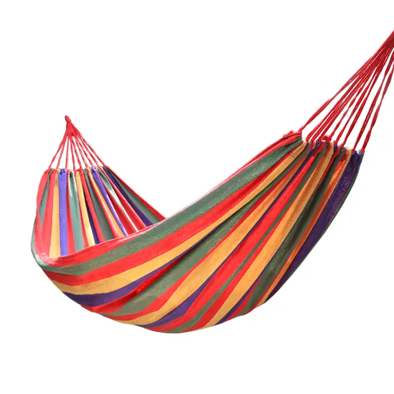 Outdoor Hammock Travel Camping Garden Beach Rainbow Canvas Hammock Camping Hammock Breathable With Carry Bag for Garden