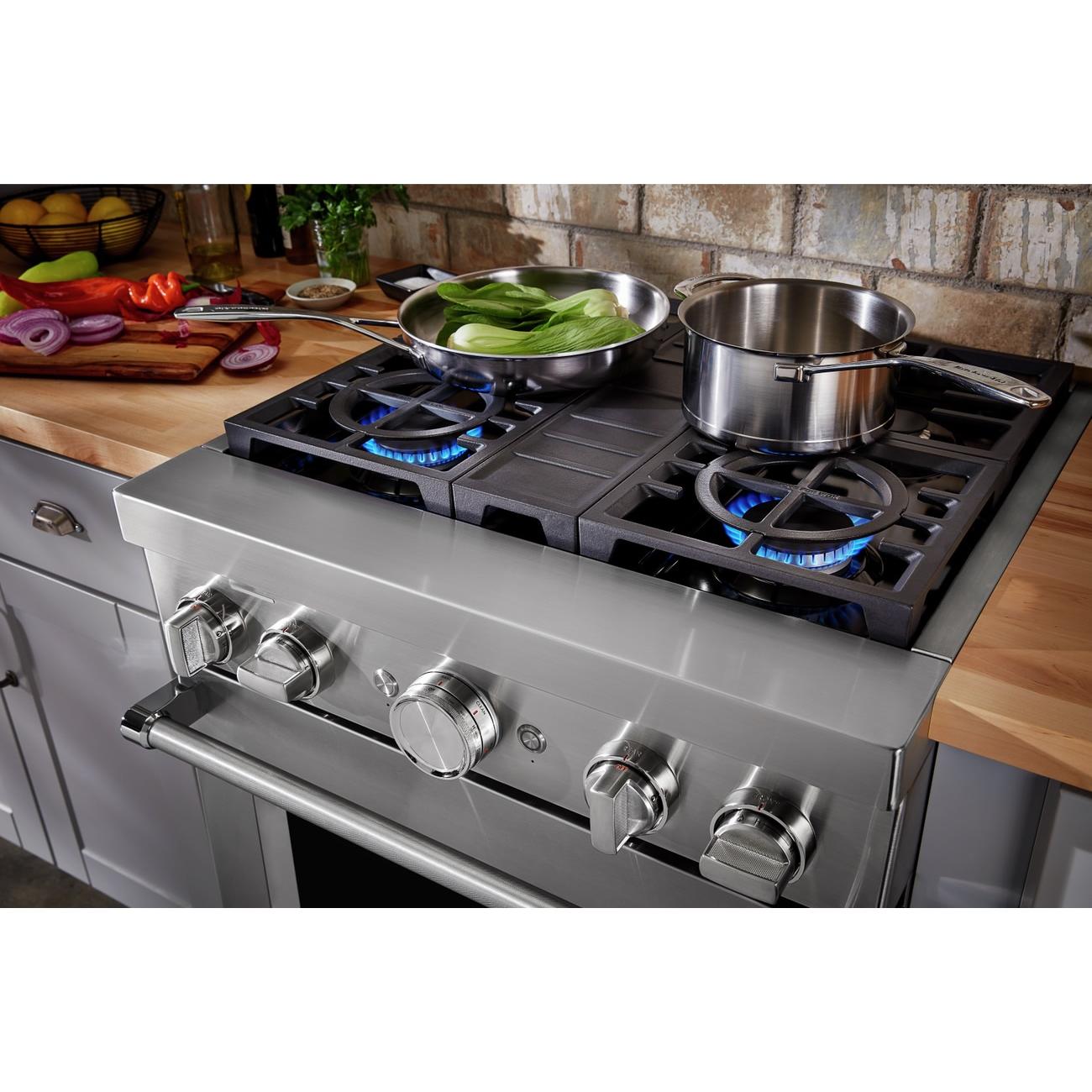 KitchenAid 30-inch Freestanding Dual Fuel Range with Even-Heat�True Convection KFDC500JSS