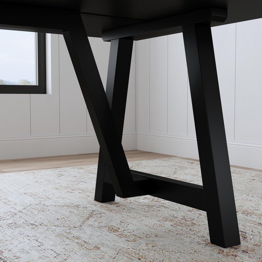 Trestle Black Wood Dining Table   82\