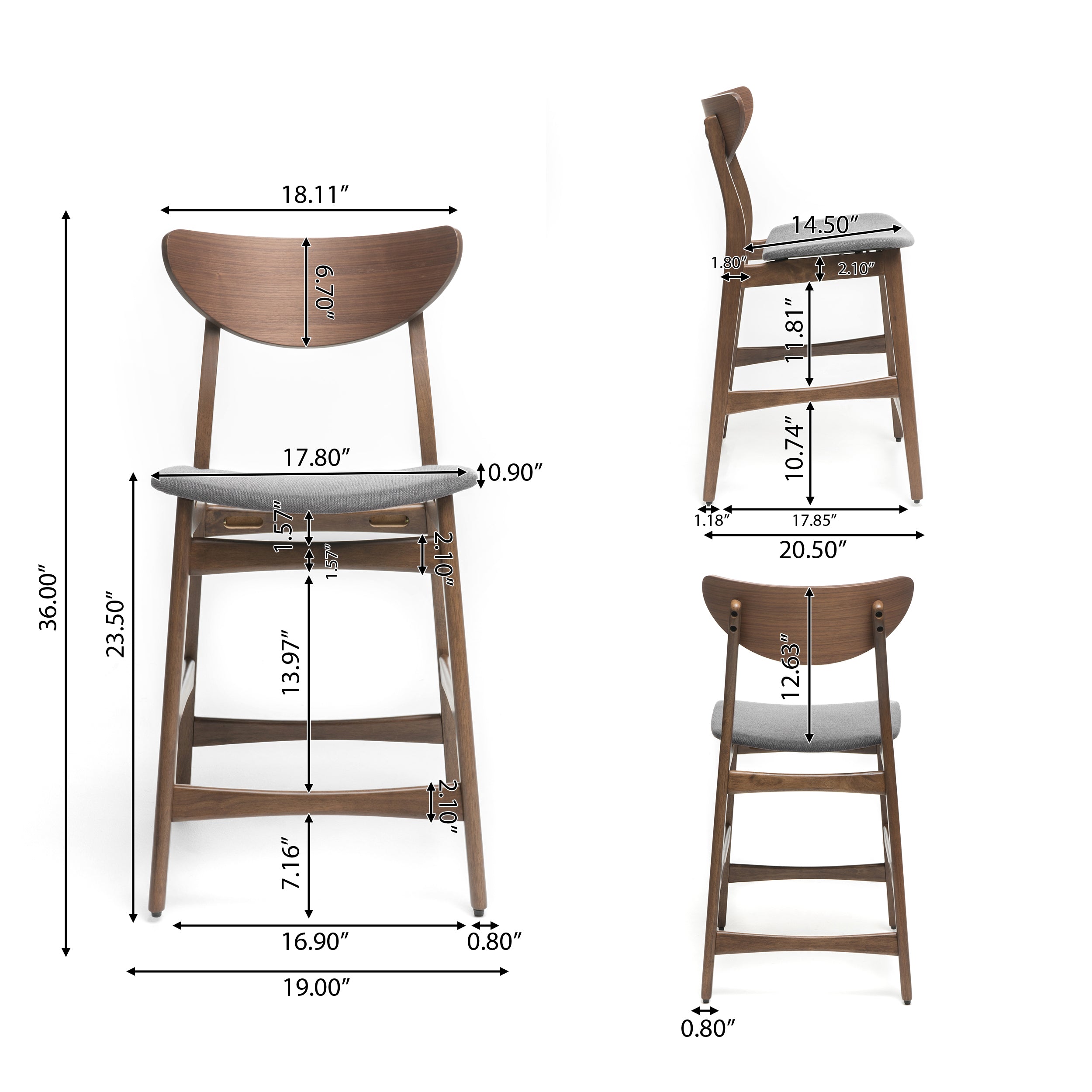 Helen Dark Fabric/ Wood Finish Counter Height Dining Set