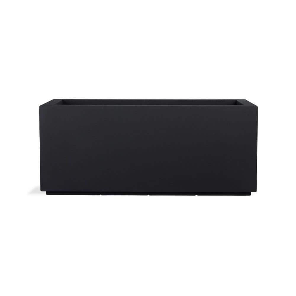 PolyStone Planters Milan Tall 46 in. x 17 in. Black Composite Trough 1004