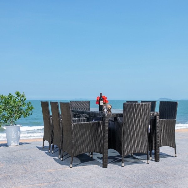 SAFAVIEH Outdoor Hailee 9Piece Wicker Dining Set