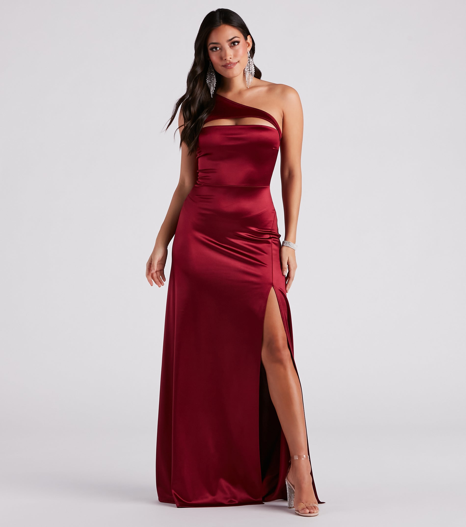 Skyla Formal Satin One Shoulder A-Line Dress