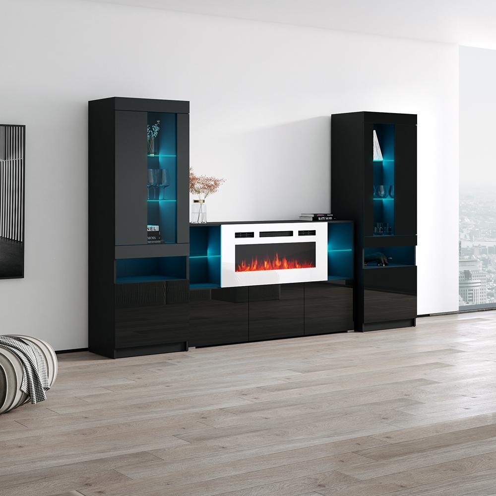 Komi WH03 Electric Fireplace Modern Wall Unit Entertainment Center