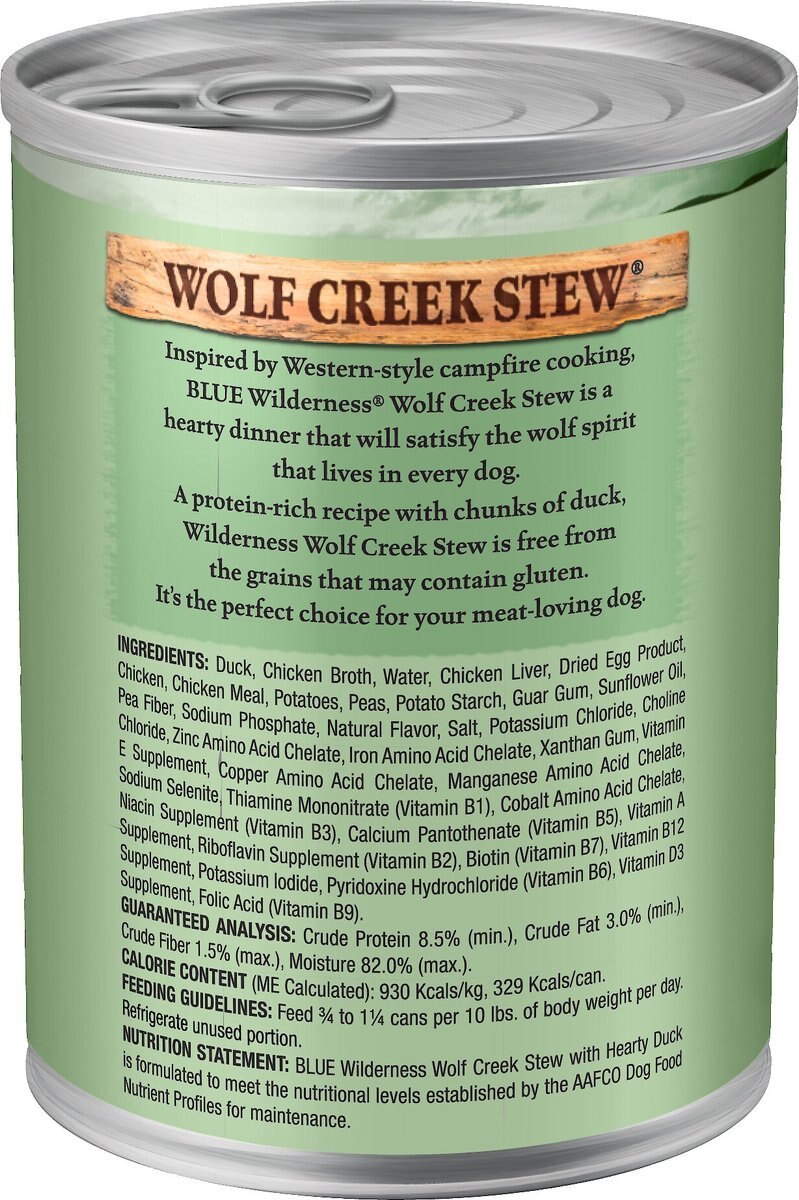 Blue Buffalo Wilderness Wolf Creek Stew Hearty Duck Stew Grain-Free Adult Canned Dog Food