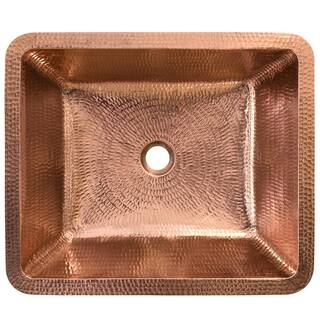 Premier Copper Products Under Counter Rectangle Hammered Copper 19 in. Bathroom Sink in Polished Copper LREC19PC