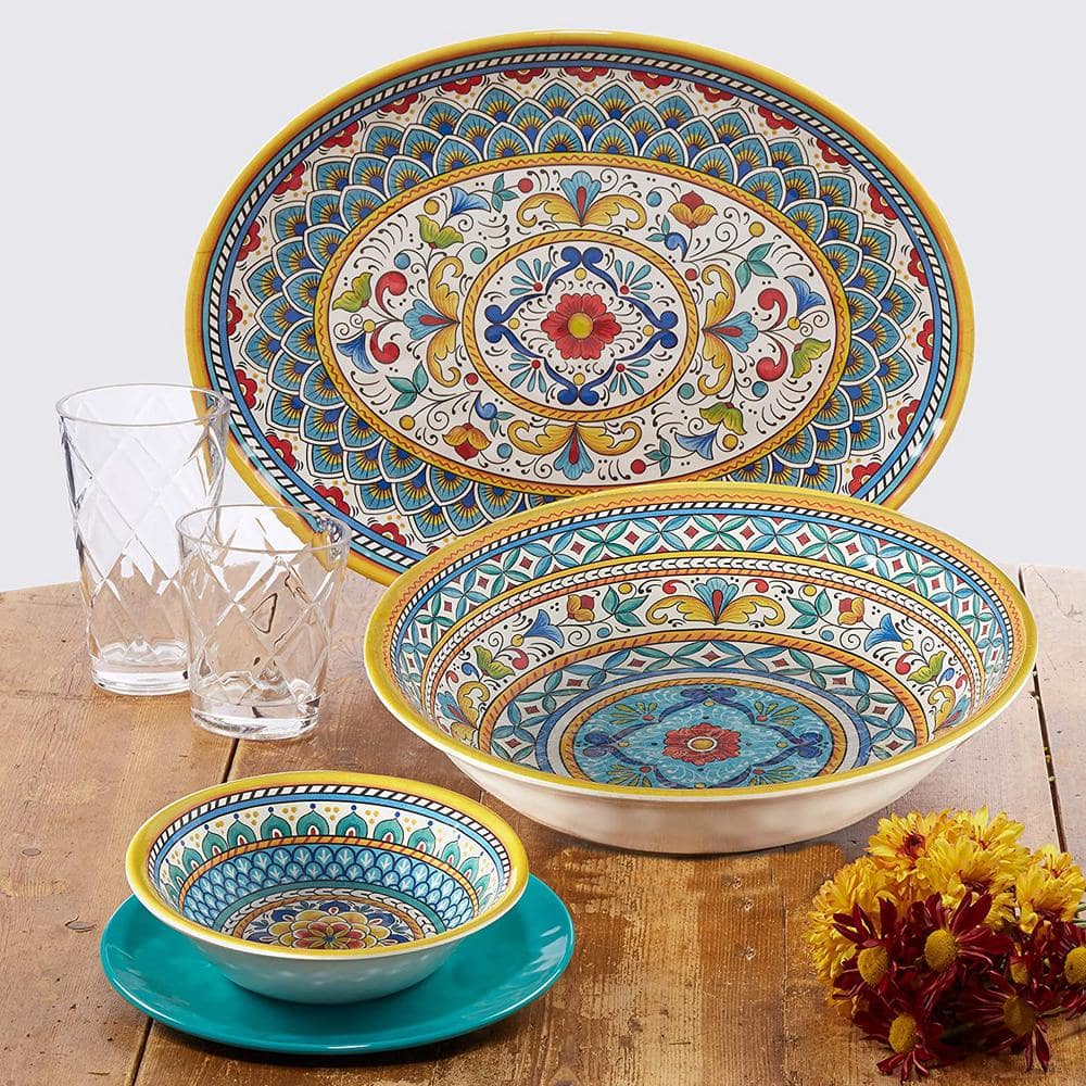 Certified International Portofino 2-Piece Seasonal Multicolored Melamine 14 and 18 in. Platter Set PORTO2PC