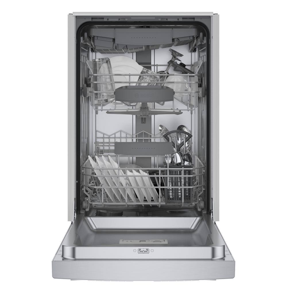 Bosch 800 Series 18 in. ADA Compact Front Control Dishwasher in Stainless Steel with Stainless Steel Tub and 3rd Rack 44dBA SPE68B55UC