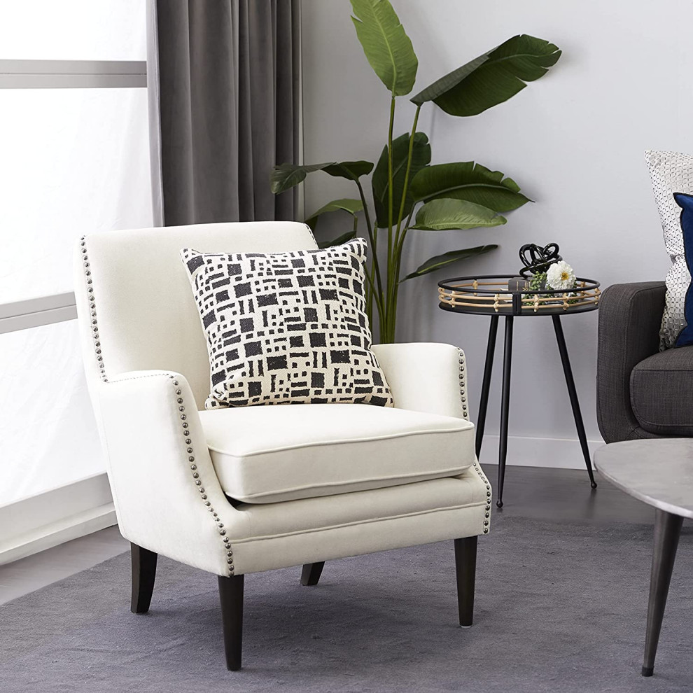 Contemporary Accent Chair  Padded Cushioned Seat With Bronze Nailhead   Contemporary   Armchairs And Accent Chairs   by Decor Love  Houzz