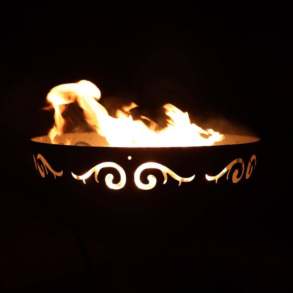 23 in. Dia SEDONA Outdoor Wood Burning Fire Bowl in Black with Cover PF03BOWL3