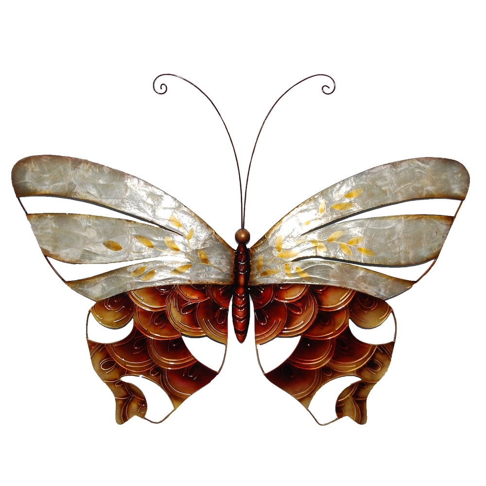 Butterfly Wall Decor Pearl And Copper Scaling (m2057)   1 x 18 x 13