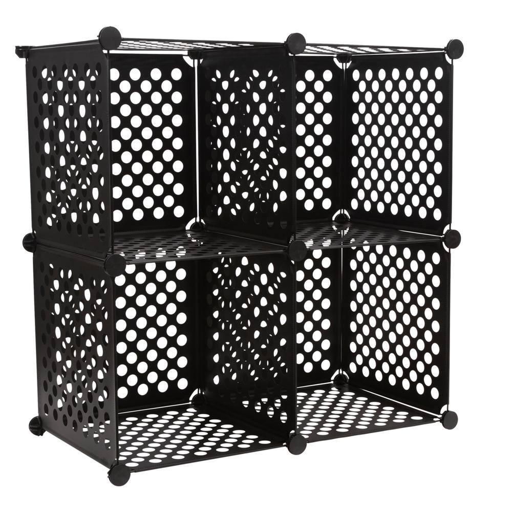 OIA 30.25 in. H x 30.25 in. W x 14.75 in. D Black Plastic 4-Cube Organizer NH-15901W-1