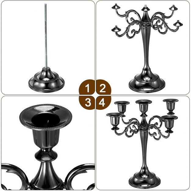 Unique Bargains Home Decor Wedding Birthday Party Candelabra Candle Holders 5 Arm Metal Candlestick