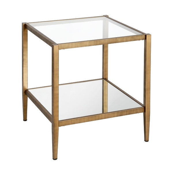 Hera 20'' Wide Square Side Table with Mirror Shelf