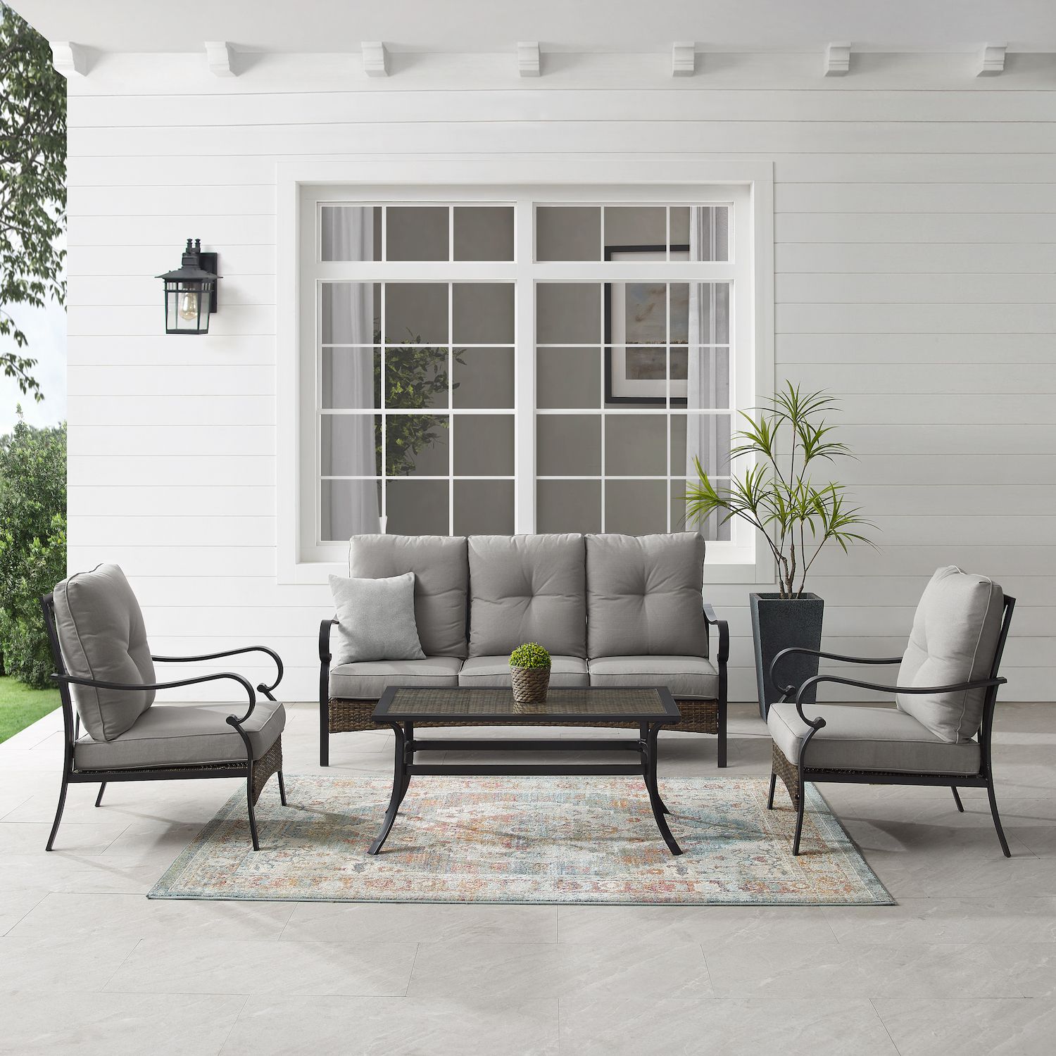 Crosley Dahlia Outdoor Metal and Wicker Sofa 4-pc. Set