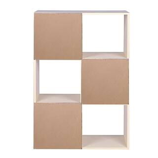 Home Basics Open and Enclosed Oak 6 MDF Cube Organizer HDC95102