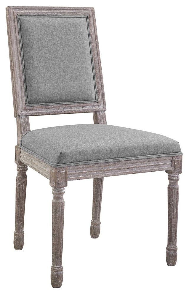 Court Vintage French Upholstered Fabric Dining Side Chair   French Country   Dining Chairs   by Simple Relax  Houzz