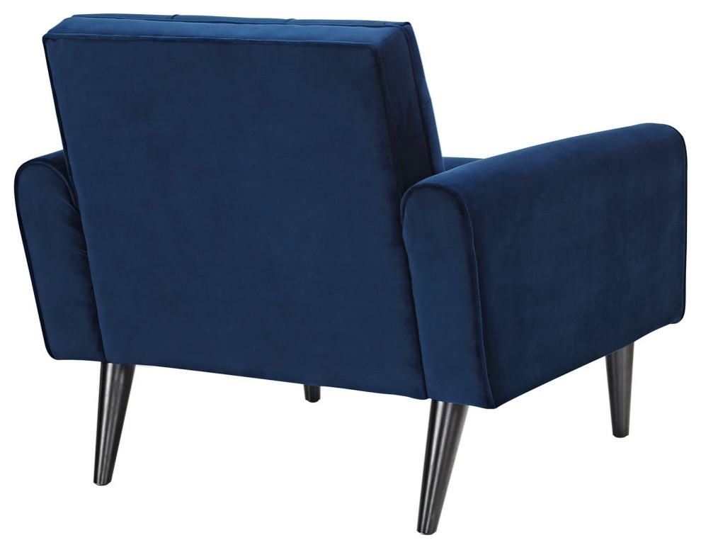 Elliot Navy Performance Velvet Armchair   Midcentury   Armchairs And Accent Chairs   by Peachtree Fine Furniture  Houzz