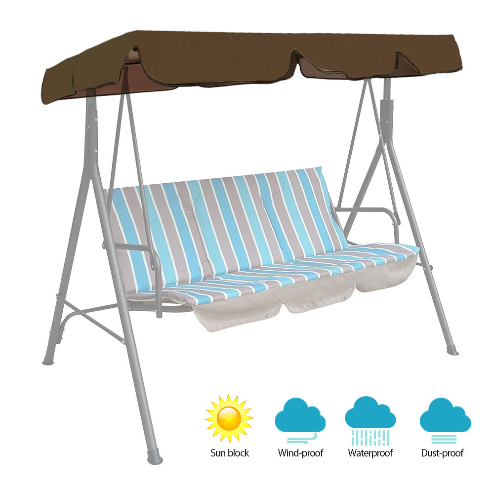 Patio Swing Canopy Cover,Miuline 3-Seater Outdoor Canopy Swing Adjustable Waterproof Surface Top Hammock Cover,Not Included Chair