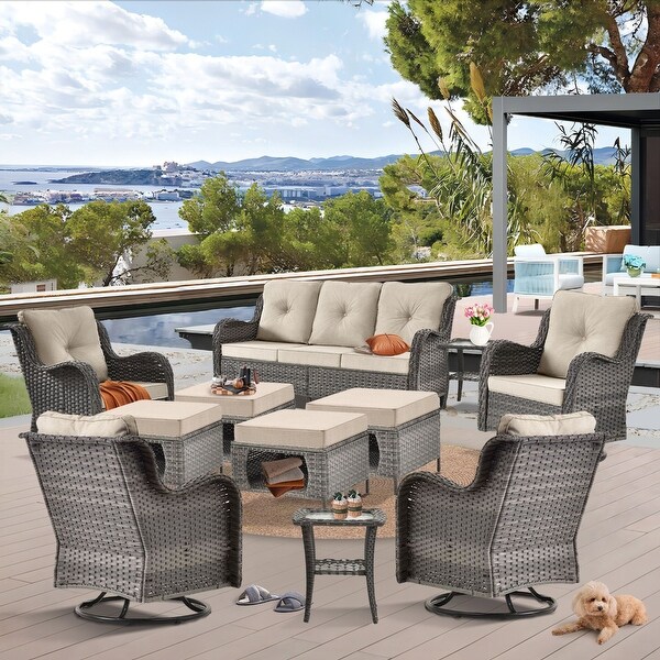 9 Piece Outdoor Patio Furniture SetOutdoor Swivel Rocker Chair Set