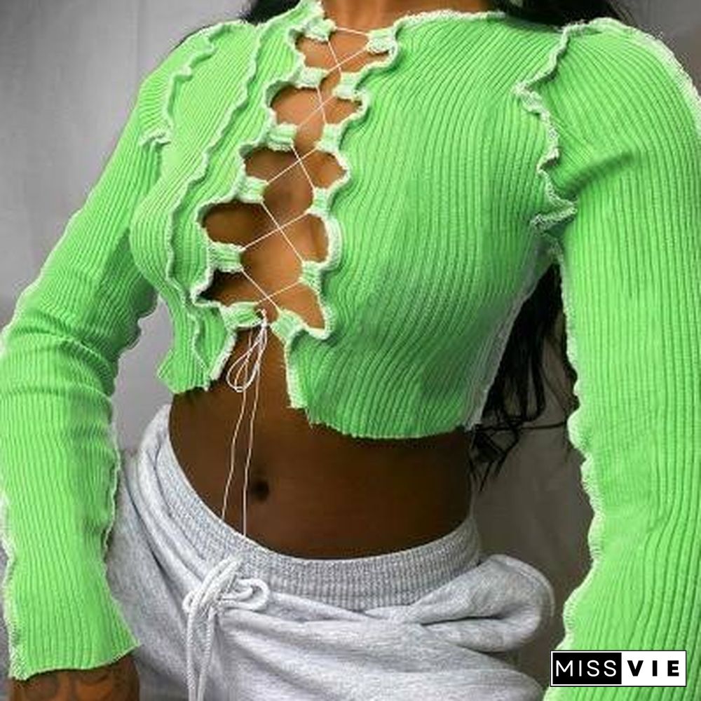 YICIYA Hollow Out Camisole Women Punk Style Ribbed Knitting Crop Tops Club Party Wear Colorful Sexy Tank Tops Bandage Vest Femal