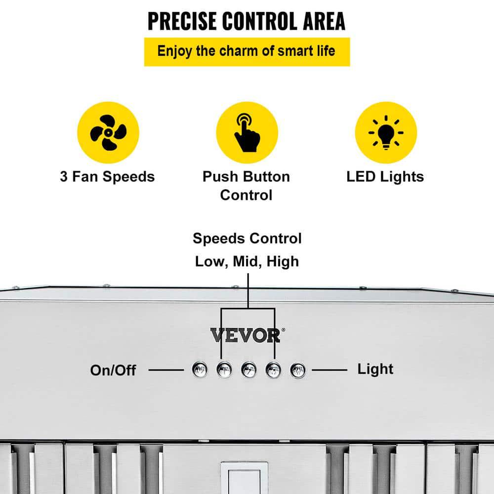 VEVOR 36 in Insert Range Hood 800CFM 3Speed Stainless Steel Builtin Kitchen Vent DuctedDuctless Convertible ETL Listed