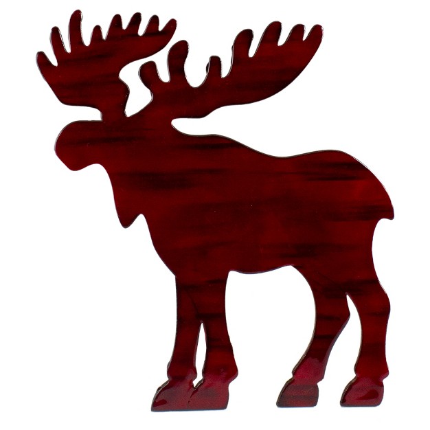 Red Stained Standing Moose Christmas Tabletop Decor