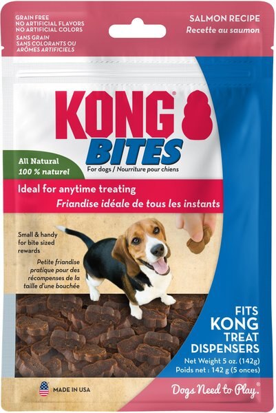 KONG Bites Grain-Free Salmon Dog Treats， 5-oz bag