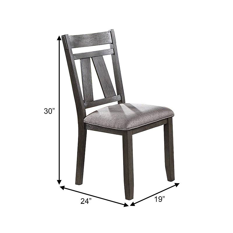 Lexi 24 Inch Dining Side Chair， Padded Seat， Set of 2， Gray， Dark Brown