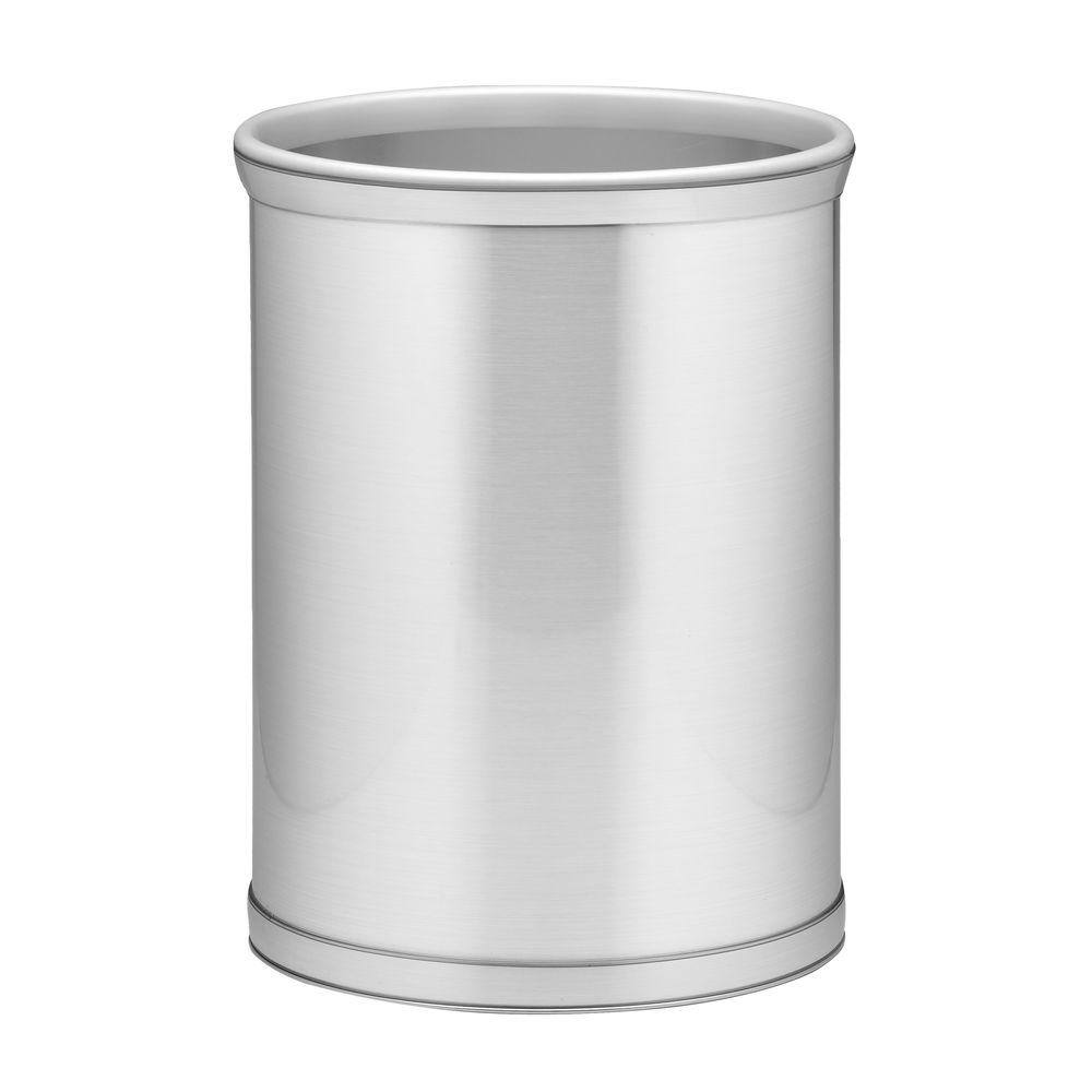 Kraftware Mylar 13 Qt. Brushed Chrome Oval Waste Basket 76374