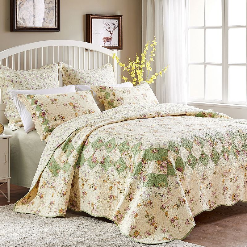 Greenland Home Fashions Bliss Floral Reversible Quilt Set