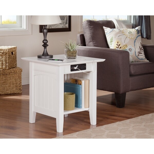 Nantucket Solid Wood End Table with USB Charger Set of 2