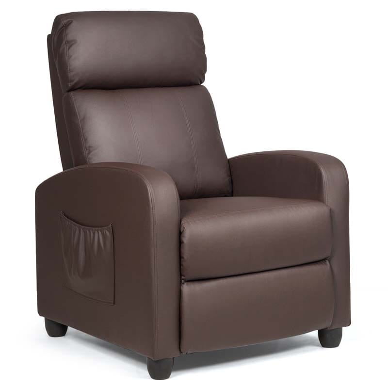 PU Leather Massage Recliner Sofa Modern Recliner Chair Winback Single Sofa with Side Pocket