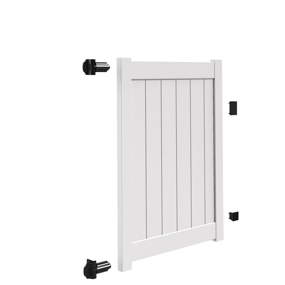 Barrette Outdoor Living Bryce and Washington Series 4 ft. W x 5 ft. H White Vinyl Walk Fence Gate Kit 73025127