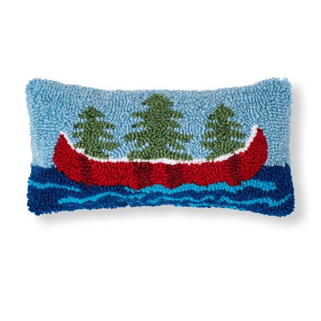 X 12 quot Canoe Lake Hooked Pillow