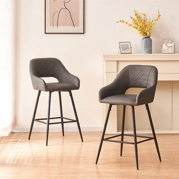 Bar Stools Set of 2 Dining Bar Chairs with Metal Frame and Footrest for Breakfast Bar， Counter， Kitchen and Home