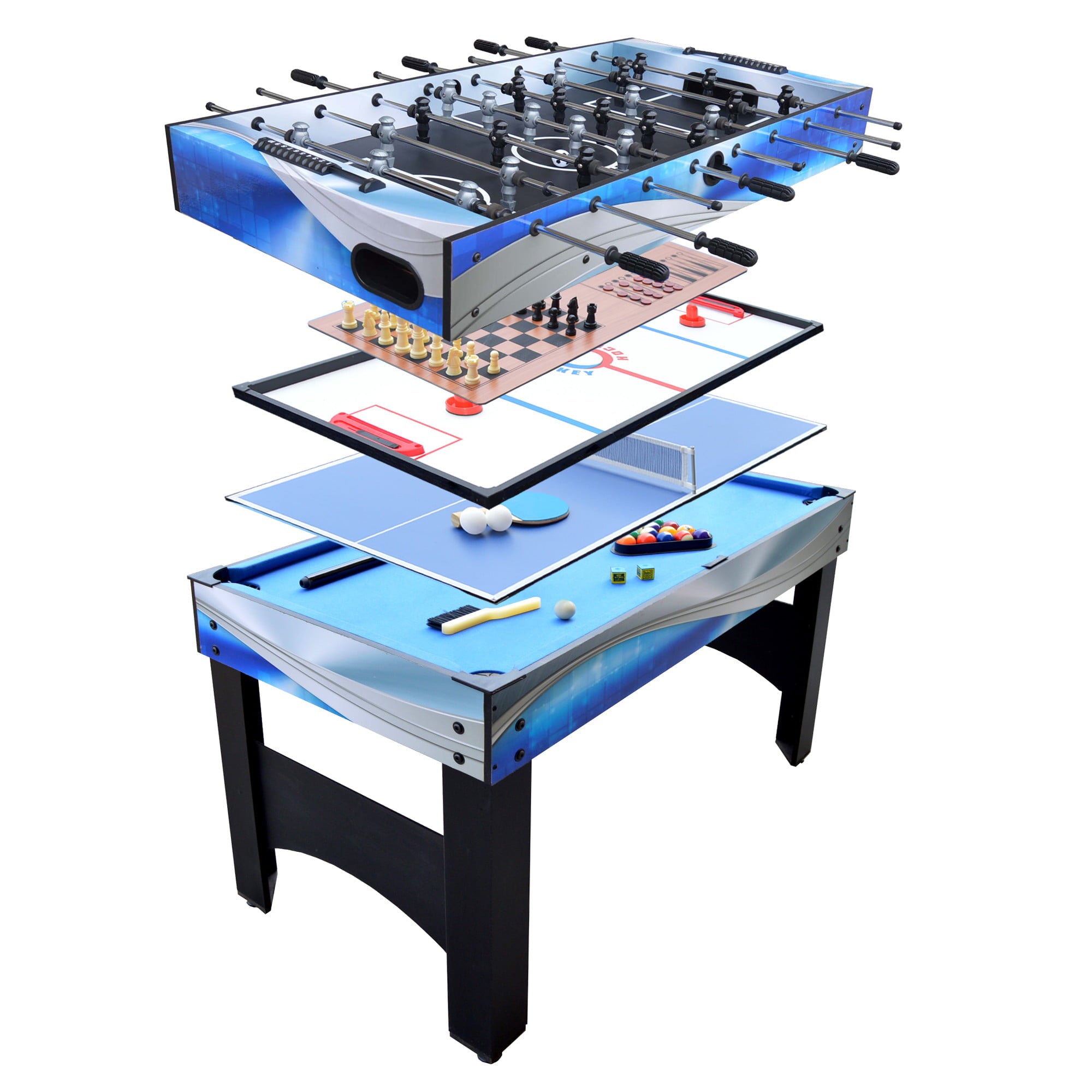 Hathaway Matrix 7-in-1 Multi-Game Table with Foosball, Pool, Tennis, 54-in