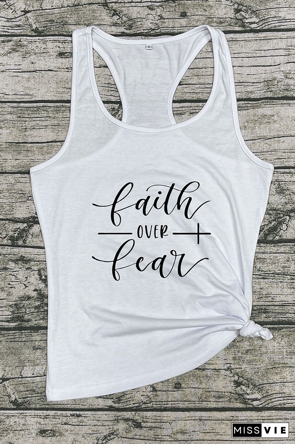 Faith Over Fear Printed Sleeveless Tank Top Wholesale