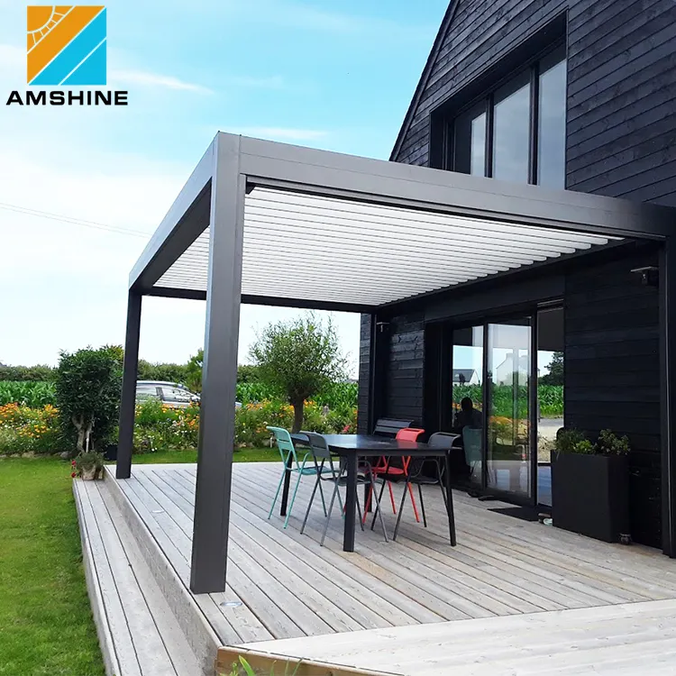 Luxury Motorized Aluminum Louver Roof Pergola Shade Covers Garden Supplies Sun Room