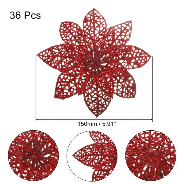 36Pcs Christmas Glittered Artificial Christmas Flowers Picks Ornaments