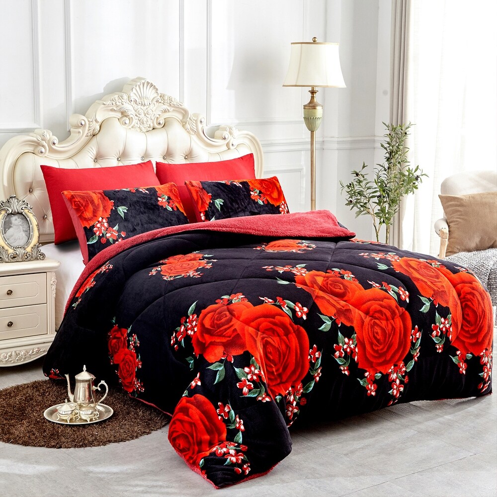 3 piece Fleece/ Sherpa Comforter Set